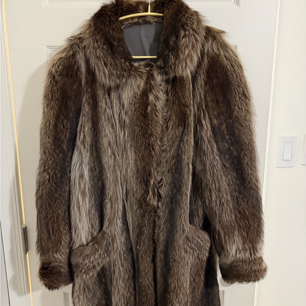 Luxurious Brown Fur Coat - 100% Raccoon Fur